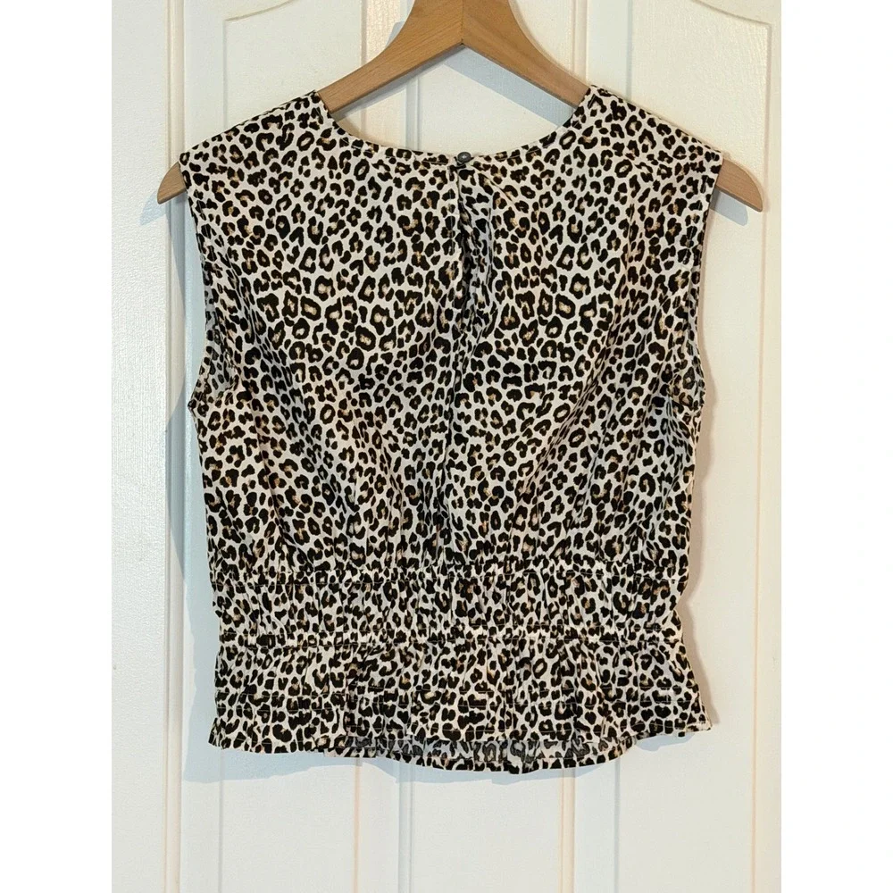 NWT J.Crew | 2025 Hyacinth Top Leopard Cotton Poplin Small Animal Print‎ CI551